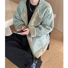 港风皮毛一体棉衣男高级感轻奢机车棉服男外套男8708P158控228，男装棉衣，星座227-7