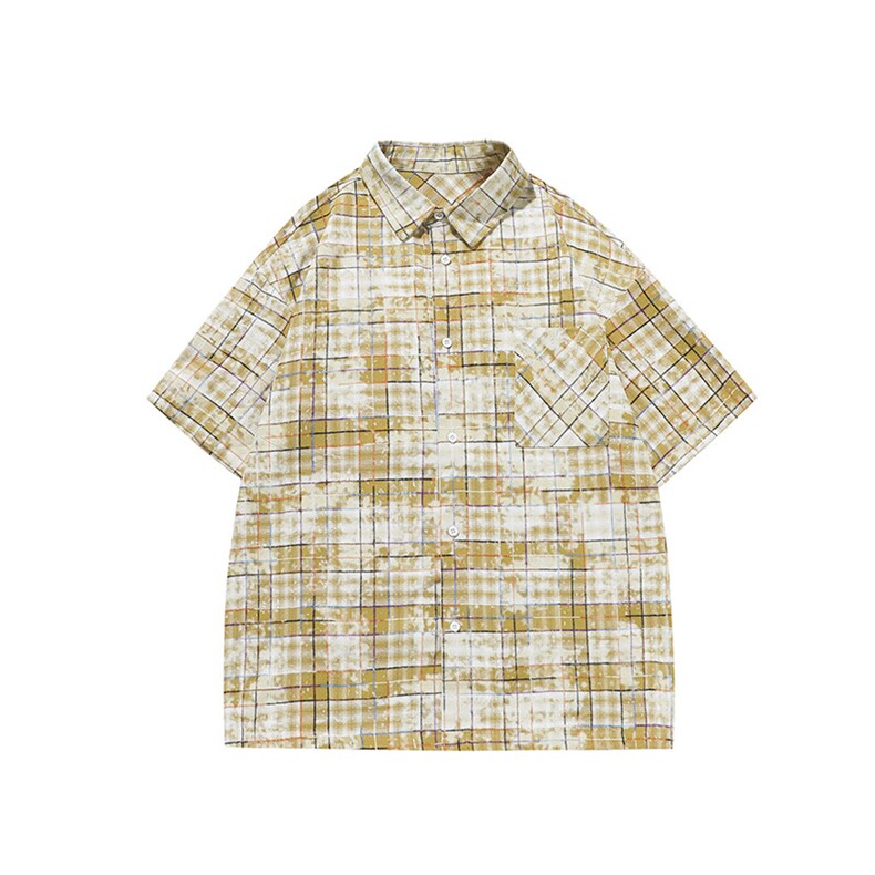 夏季潮流彩格衬衣宽松短袖衬衫9057-P42,男装T恤,电商B380（原B361）