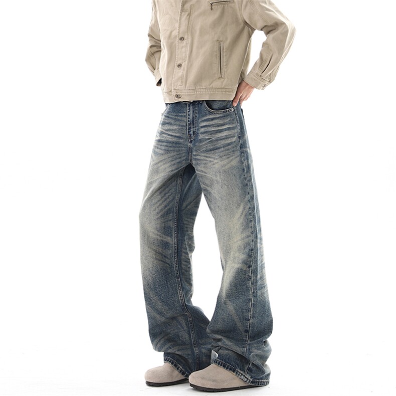 02美式复古水洗cleanfit直筒牛仔裤男女长裤XZ211-1-K2610-P55，男装牛仔裤，星座211-1