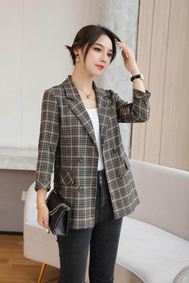 【现货】秋季新款！唯芬8852款格子小西装复古风，女装西装，唯 芬