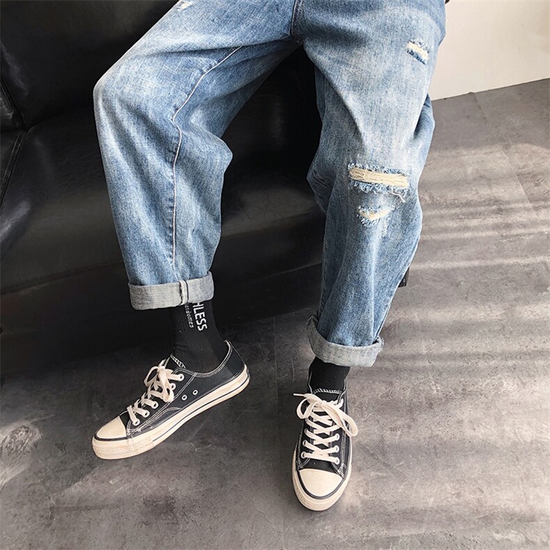 复古直筒破洞牛仔裤男B342-K682-P50控68,男装牛仔裤,电商B342