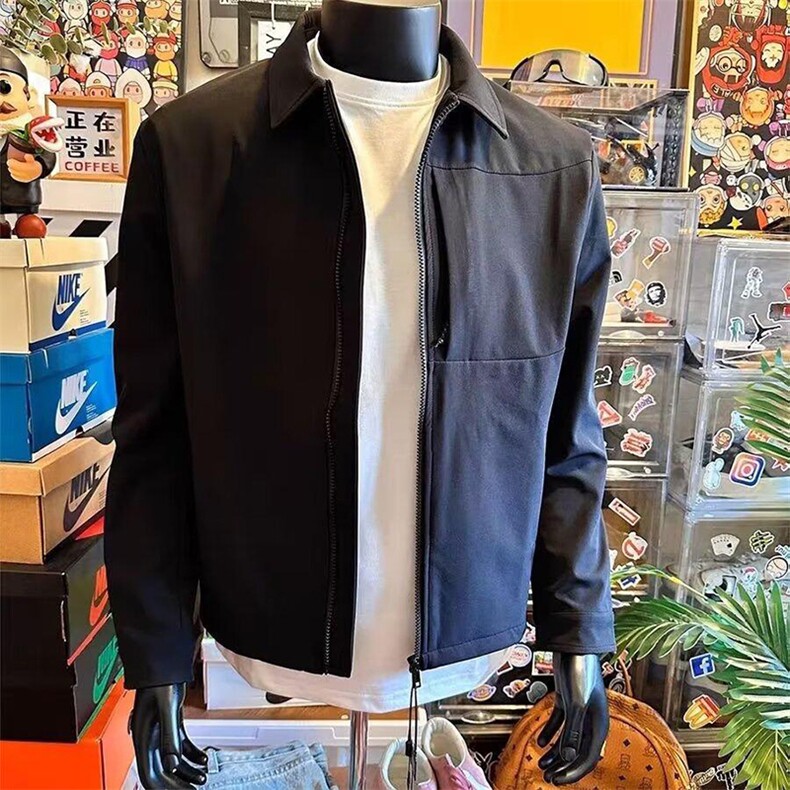 老钱风教练夹克翻领冲锋衣男女美式复古纯色休闲宽松工装飞行外套,男装夹克,电商A443