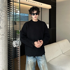 秋冬季美式复古氛围感圆领毛衣男女款设计感针织衫Y0982-P58，男装针织衫/毛衣，星座308B-2