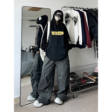 抖音得物供货提供视频秋冬重磅美式宽松织带连帽卫衣0413，男装卫衣，电商A486