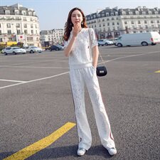 蕾丝职业套装夏装2025新款爆款休闲显瘦减龄气质两件套衣服女装潮，女装套装/套裙，梦依杭