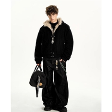 现货高品质美式高街冬季重磅硬挺短款座山雕毛领棉衣男女加厚外套，男装棉衣，电商A443