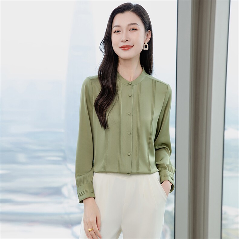 重磅立领真丝衬衫女长袖真丝上衣小衫2026早春新款职业通勤衬衣，女装衬衫，阿舍尔精品