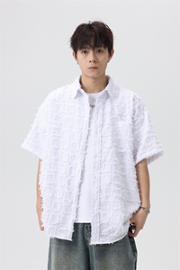 盐系男友风衬衫男小香风外套短袖上衣流苏格子衬衣夏季C2085-P45图片
