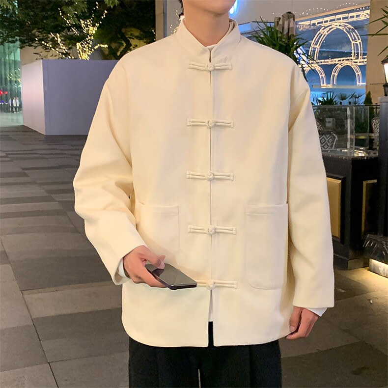 新品港风正装夹克古风外套纽扣纯色百搭衬衫夹克外套CS2450P65,男装夹克,电商A128