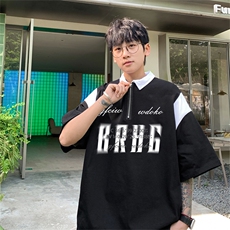 品质纯棉夏季美式复古POLO衫男潮流宽松短袖XP3184P45控68抖音78，男装Polo衫，电商B370