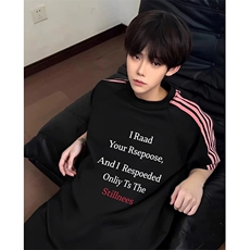 抖音得物品质二开240克宽松纯棉美式潮牌印花三条杠中性风短袖T恤，男装T恤，电商A486-1