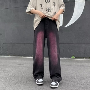水洗牛仔裤男2025春夏新品美式高街潮牌直筒休闲长裤黑色图片