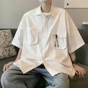 短袖衬衫男日系复古工装口袋衬衣潮牌宽松休闲外套CS01260-P38图片