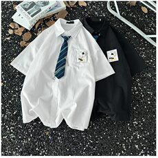 2025复古衬衫男夏装港风学生宽松小众设计感趣味新款男装上衣外穿，男装衬衫，星座601-1