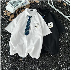 2025复古衬衫男夏装港风学生宽松小众设计感趣味新款男装上衣外穿图片