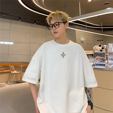 港风可拆卸四芒星多色短袖T恤男DT77783P16块特价：供抖音视频，男装T恤，星座227-7