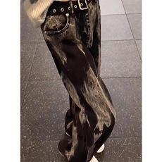 微喇牛仔裤男秋款直筒宽松美式高街潮牌痞帅设计感小众L82911-P47，男装牛仔裤，星座1008