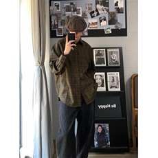 网络图现货格子衬衫长袖秋冬衬衣休闲外套RB004-P75，男装衬衫，星座1005-4