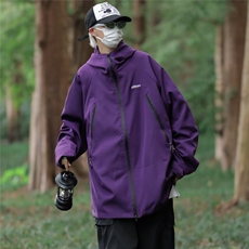 山系工装冲锋衣外套男秋季休闲连帽夹克户外防水防风衣服W9261，男装夹克，星座1116A-1（原606A）