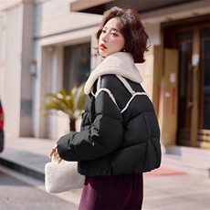 毛绒拼接翻领羽绒服女2025冬季新款休闲宽松短款超好看白鸭绒外套，女装羽绒服，慧尚依恋