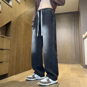 抖音直播高品质 现货牛仔裤男宽松阔腿裤416B-1-NH708-P55限78图片