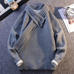 MY7238-TP45  平铺 新款针织衫男慵懒风针织长袖套头毛衣外套图片