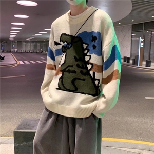 时尚套头宽松针织衫圆领秋季毛衣喷火龙毛衣M644P40图片