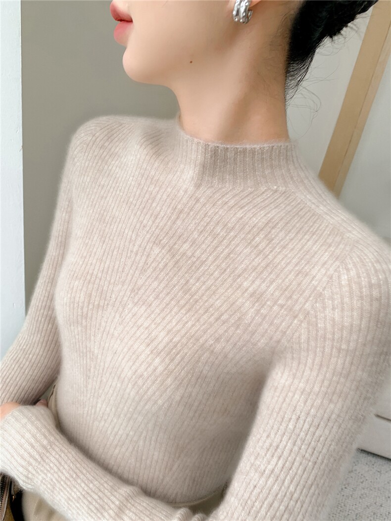 2025年衣线成衣斜抽条半高,女装羊绒衫,百越羊绒