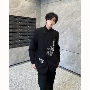 现货 25新中式礼服竹叶刺绣斜襟立领西装外套XZ114-P128图片