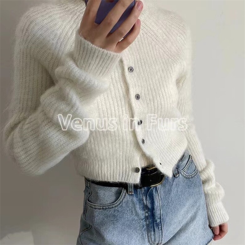 短款针织开衫女春秋软糯慵懒风毛衣外套辣妹独特别致上衣,针织衫/毛衣,半城羊绒