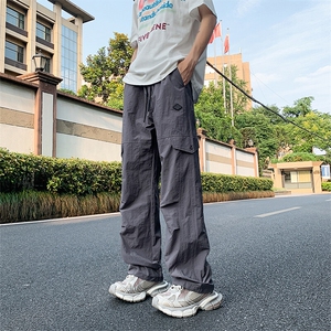 美式贴标设计感防水速干休闲裤男小众直筒工装裤冲锋裤图片