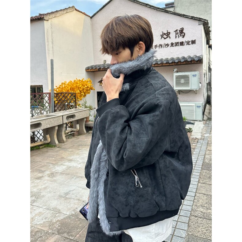 冬季新款复古做旧座山雕棉服男女宽松解构磨毛高级感毛领外套气质,男装棉衣,星座506A