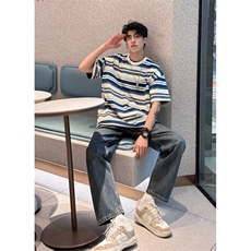 ootd少年感条纹短袖T恤TTH0012-批价4260，男装T恤，星座1005-1