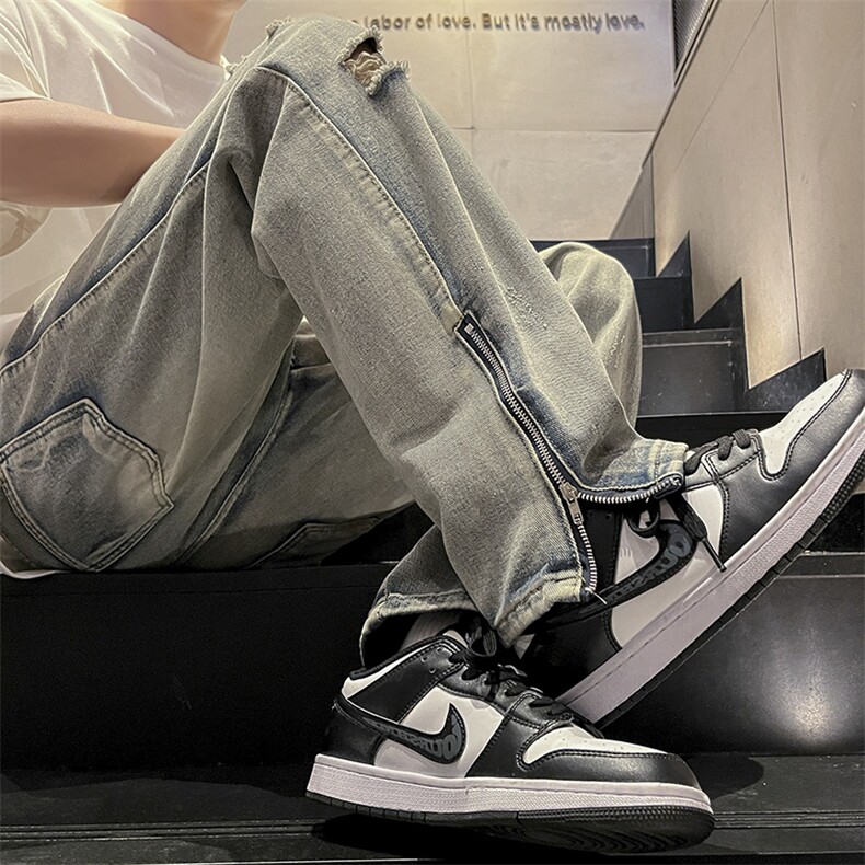 美式ins高街侧边拉链破洞牛仔裤712-N352M-XXLP55,男装牛仔裤,星座712
