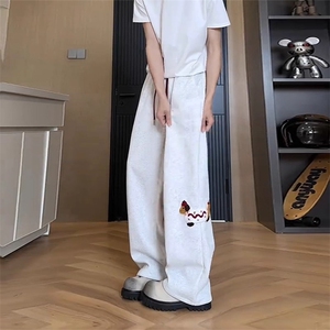 黑色腰头拼接弯刀显瘦卫裤男款美式腊肠狗民族风跑步运动拖地裤子图片