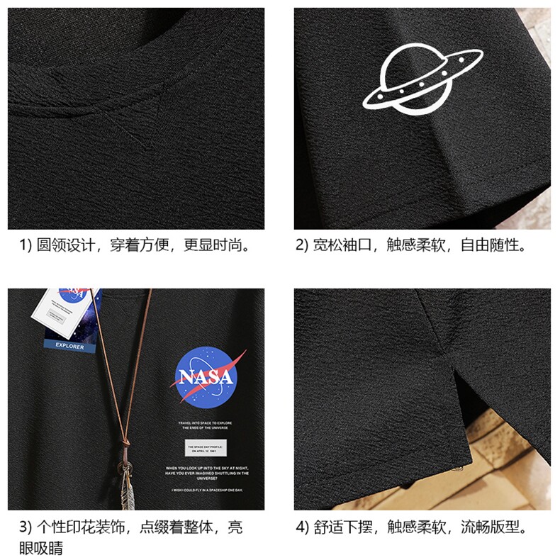 Q11243-P30NASA春夏季七分袖t恤男大码五分袖男短袖中袖砖墙,男装T恤,电商A040A