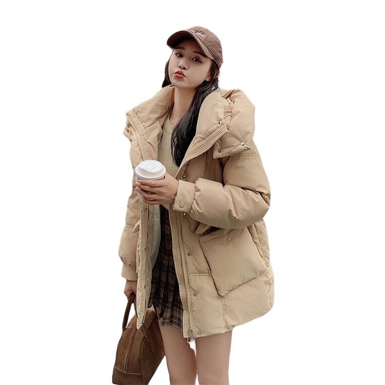 独特超好看卡其色羽绒服女冬2024新款设计感加厚90白鸭绒云朵外套,女装羽绒服,2C177
