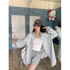 TC669-p45Caixie复古港风条纹衬衫外套女春秋季长袖，女装衬衫，星座617A-2