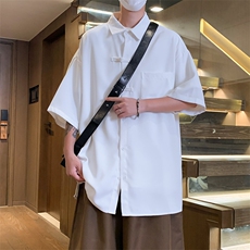 C9067/P35夏季新款新中式风格盘扣垂感衬衫男衬衣潮大码宽松上衣，男装衬衫，电商A141