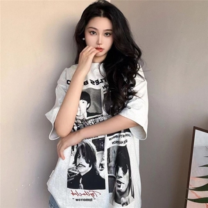 摇滚乐队海报印花短袖T恤夏季休闲ins潮牌百搭男女同款上衣图片