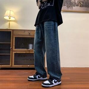 牛仔裤男秋季潮大码休闲裤子高街慵懒男N8810P40图片