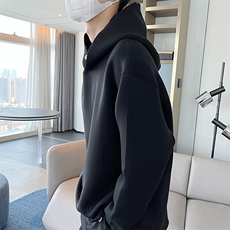 抖音得物品质26春装美式高街重磅纯色一粒扣连帽卫衣外套W85，女装短外套，电商A486