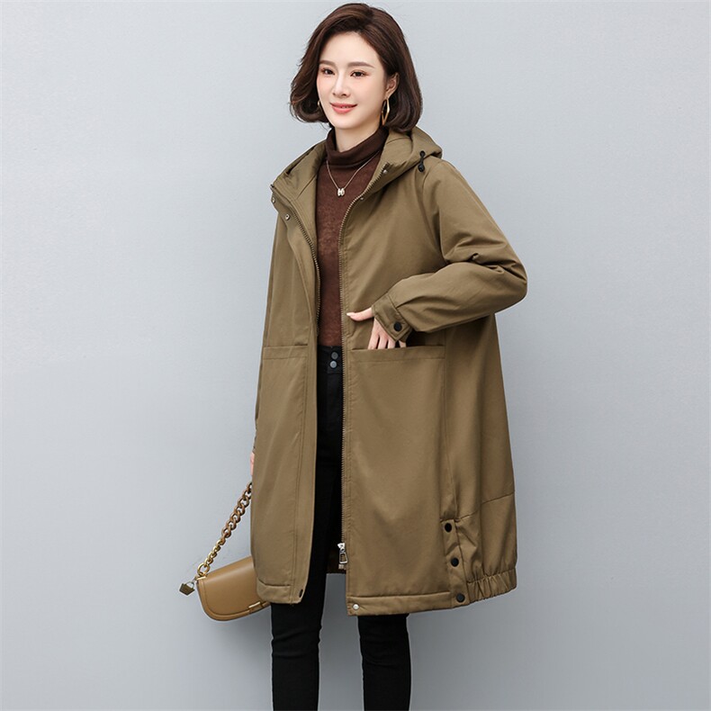 派克服棉衣中长款2022年新款加绒加厚妈妈大码宽松外套，女装派克服，忆绮罗