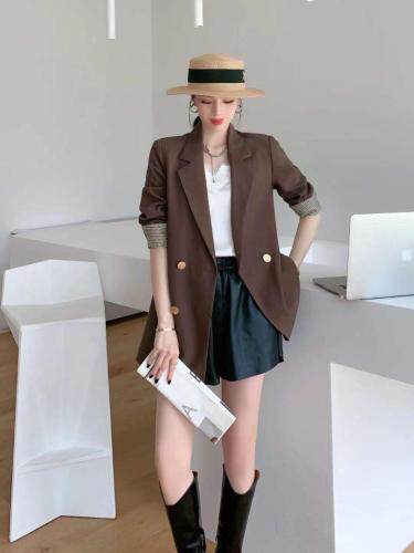 现货，袖口格子西装，女装西装，依柏璐