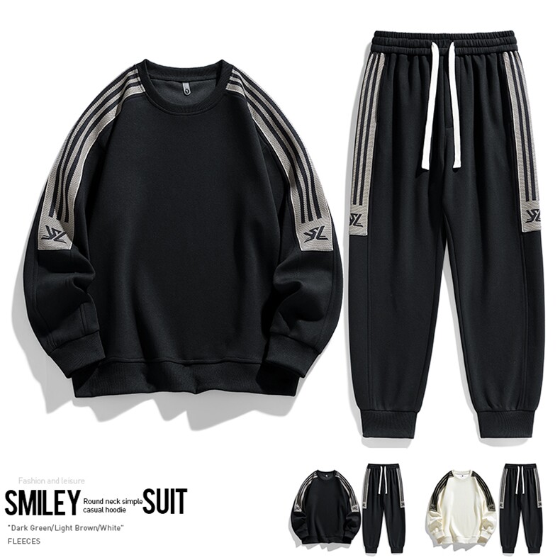 2XL-9XL超大码男士休闲运动圆领卫衣拼接套装男168，男装休闲套装，星座209