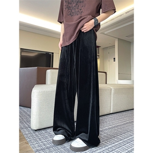 8XL-M 加绒美拉德宽松金丝绒阔腿裤垂感拖地裤K993P55加绒65控78图片