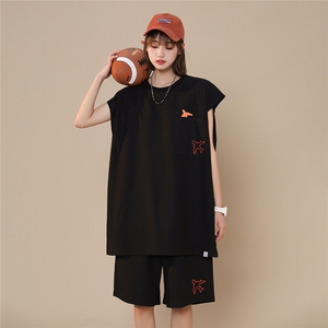 2025夏季新款 清新简约刺绣小飞机中性运动休闲套装TZ34/P55控78图片