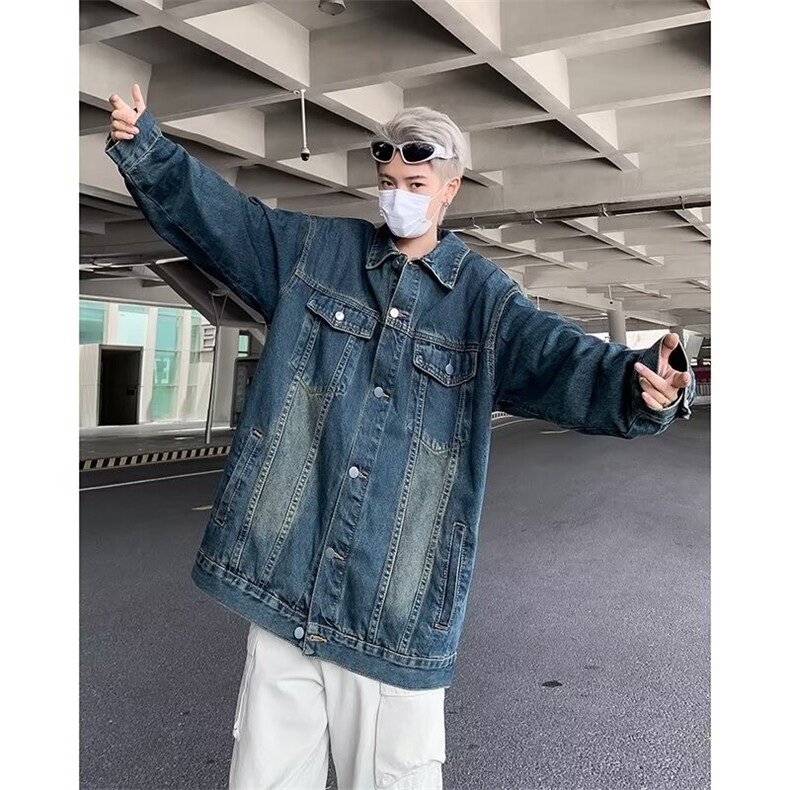 工装外套男春秋季韩版潮流港风宽松休闲帅气牛仔夹克JKB03/P68,男装夹克,星座506