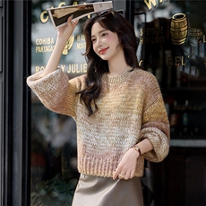 2025年冬季加厚圆领针织线衫韩版网红洋气羊毛线衫街头风时尚运动，女装针织衫/毛衣，小九月