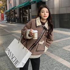冬季新款帅气机车皮毛一体棉服287F2255P185K268，女装毛呢外套，2B190
